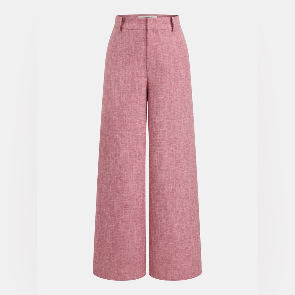 Commense Wide-Leg High-Rise Trousers in Dusty Rose - Picture 3 of 5
